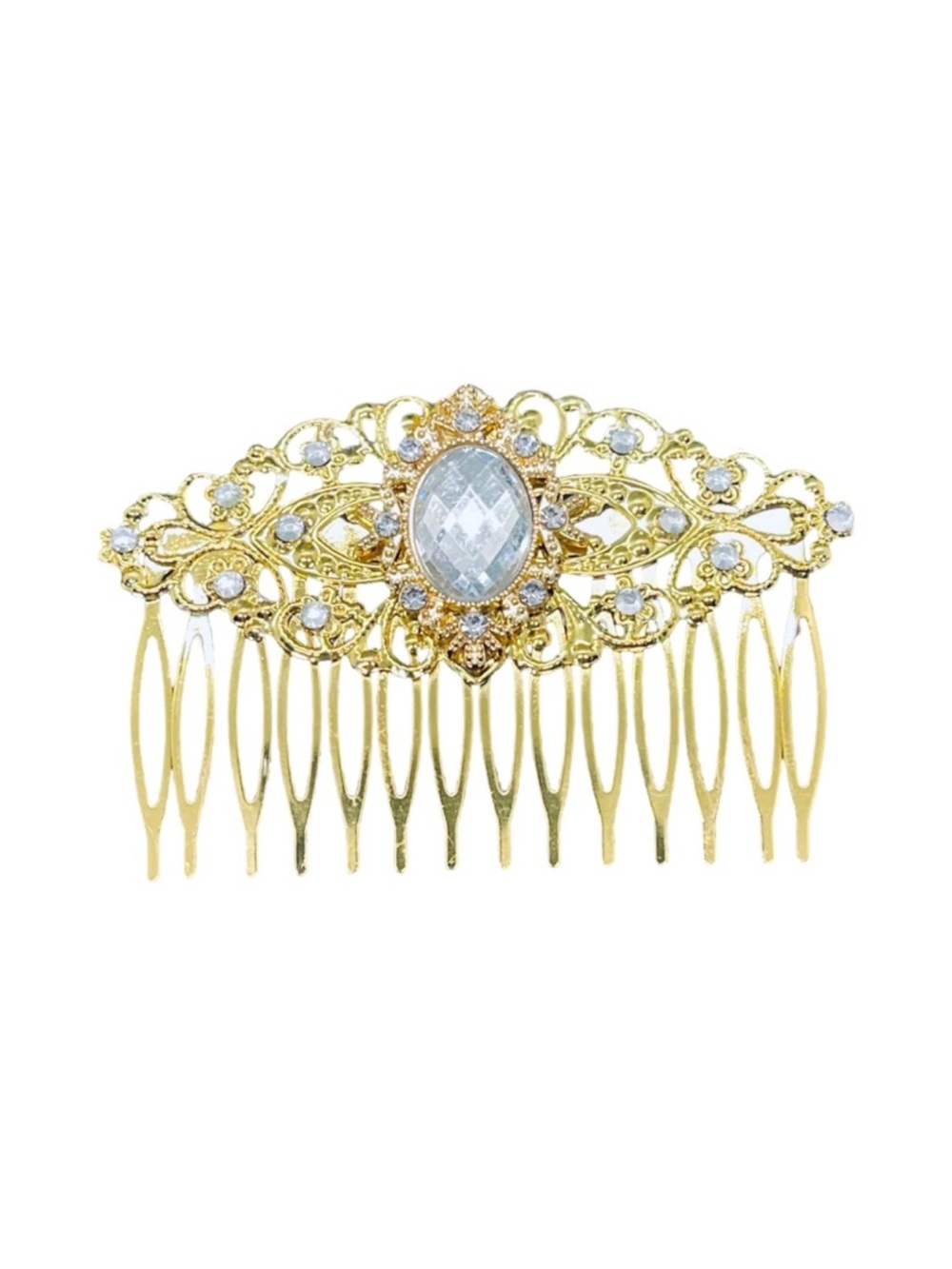 Victorian Gold Crystal Filigree Hair Comb -Accessories3.0” FINAL PRICE DROP